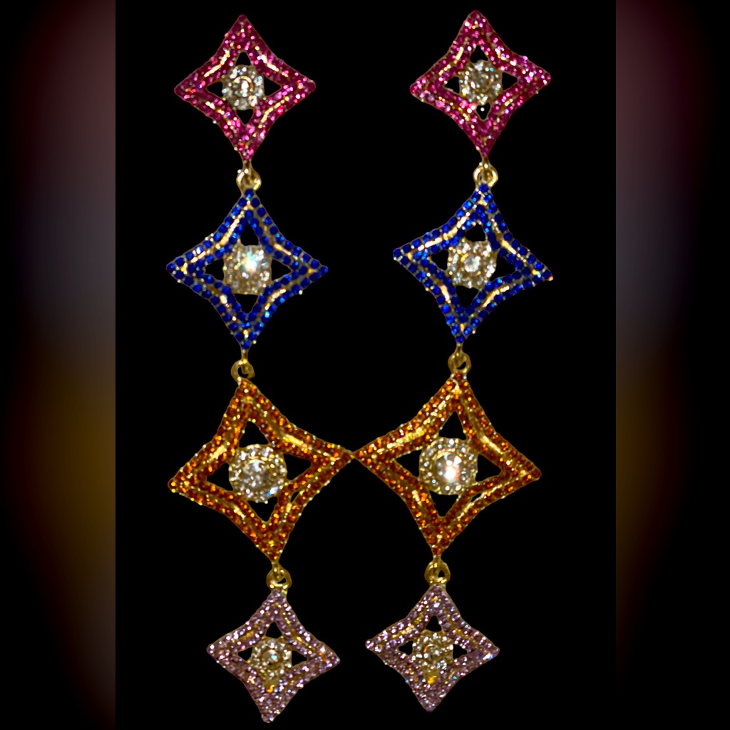 Long Crystal Color Pop Earrings